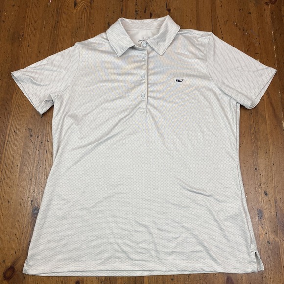 Vineyard Vines Performance Golf Polo Shirt Women's S Whale Logo Geometric Gray - Picture 2 of 6